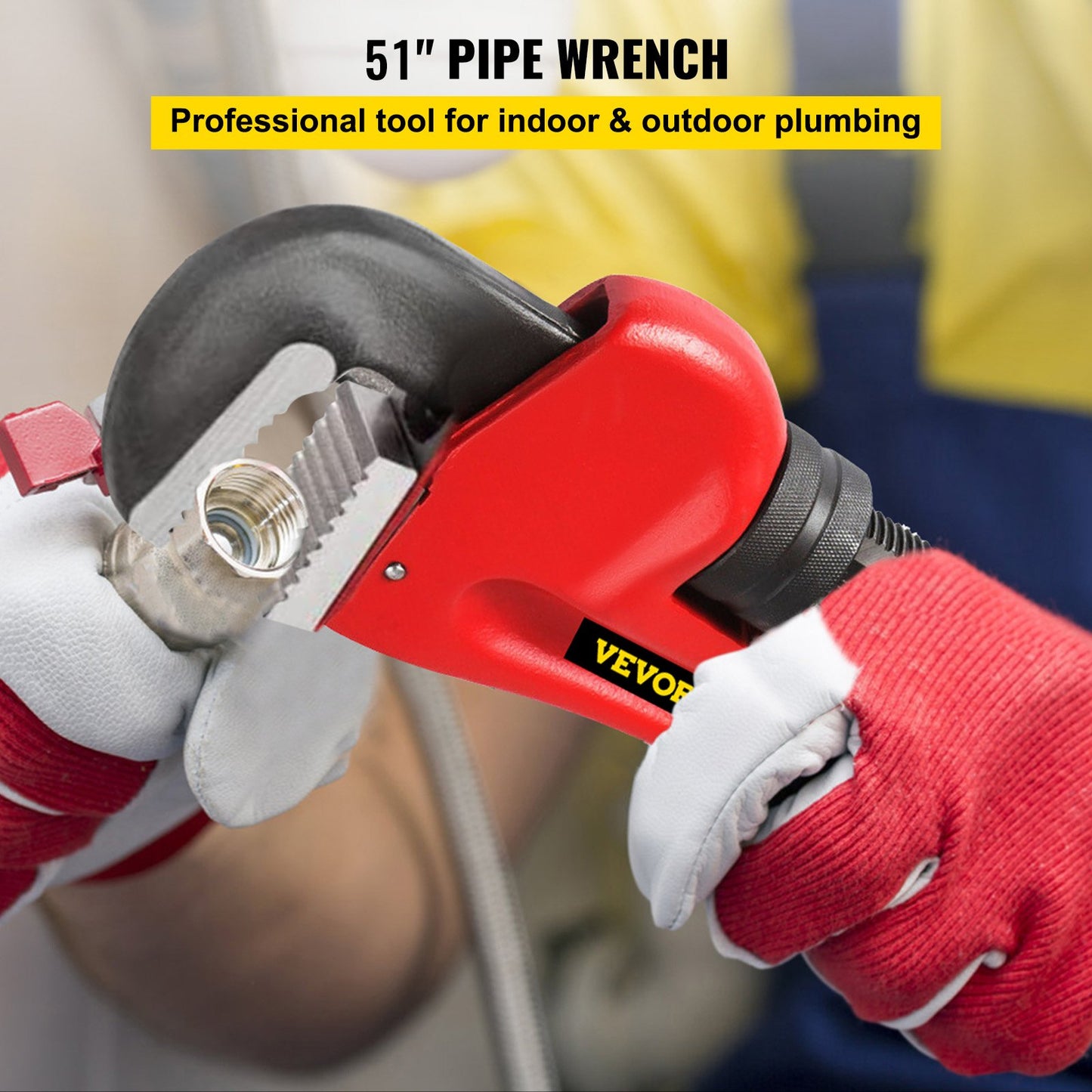 Rohrzange, 130 cm, robuste, gerade Rohrzange aus Gusseisen, verstellbares Klempnerwerkzeug für Reparatur und Installation von Waschbeckenarmaturen, Toilettenbecken, Badezimmer- und Küchenabflüssen