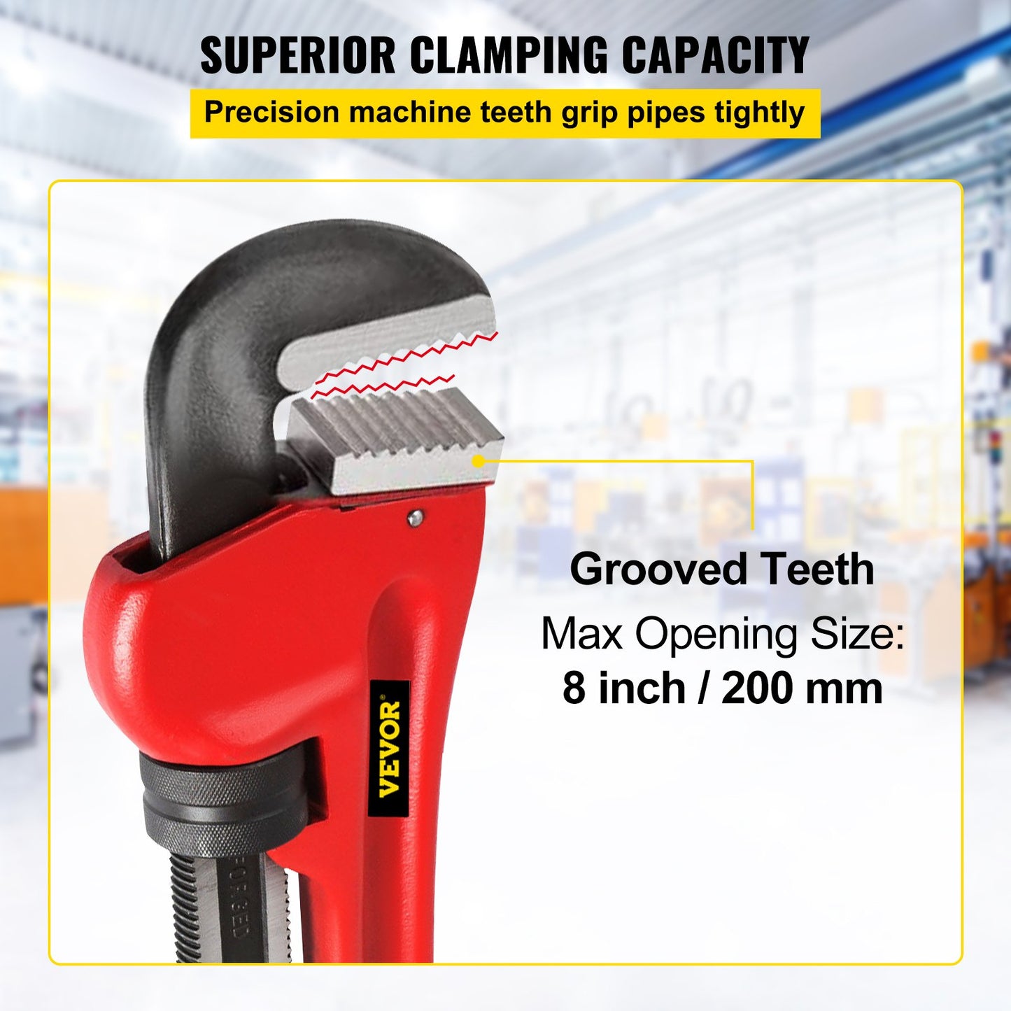 Rohrzange, 130 cm, robuste, gerade Rohrzange aus Gusseisen, verstellbares Klempnerwerkzeug für Reparatur und Installation von Waschbeckenarmaturen, Toilettenbecken, Badezimmer- und Küchenabflüssen