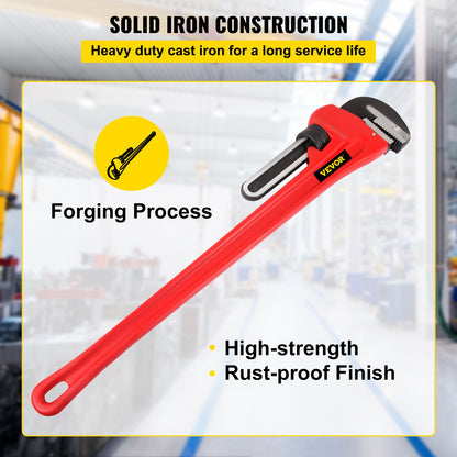 Rohrzange, 130 cm, robuste, gerade Rohrzange aus Gusseisen, verstellbares Klempnerwerkzeug für Reparatur und Installation von Waschbeckenarmaturen, Toilettenbecken, Badezimmer- und Küchenabflüssen