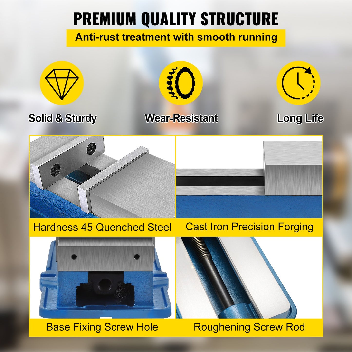15,2 cm Leistungsstarker Präzisions-Schraubstock, 26,9 kg Schraubstock-Maschinen-Präzisions-Schraubstock-Zubehörset, 4,4 cm Backen-Präzisions-Spann-Tischschraubstock