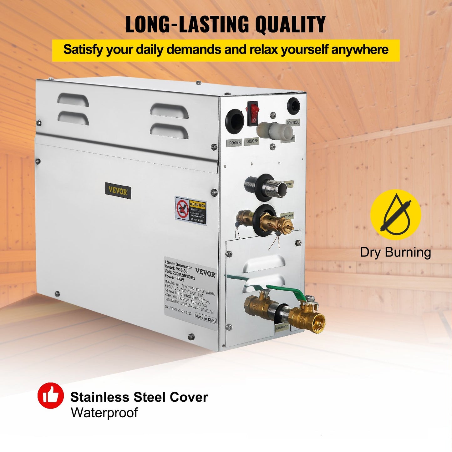 6-kW-Sauna-Dampfgenerator mit LED-Digitalanzeige und Zeitschaltuhr für den Heim-Spa-Bereich