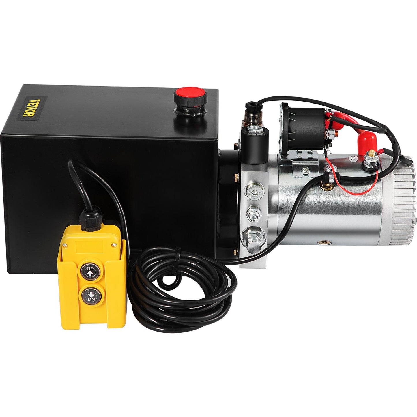 6L Hydraulic Pump Single-Acting Hydraulic Unit Dc12V, Single Acting Hydraulic Power Pack Tank Hand Pump 6 Quart 3200 PSI Max 6 Port Connector
