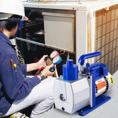 Single Stage Vacuum Pump Rotary Vane 7CFM 1/2HP Deep HVAC