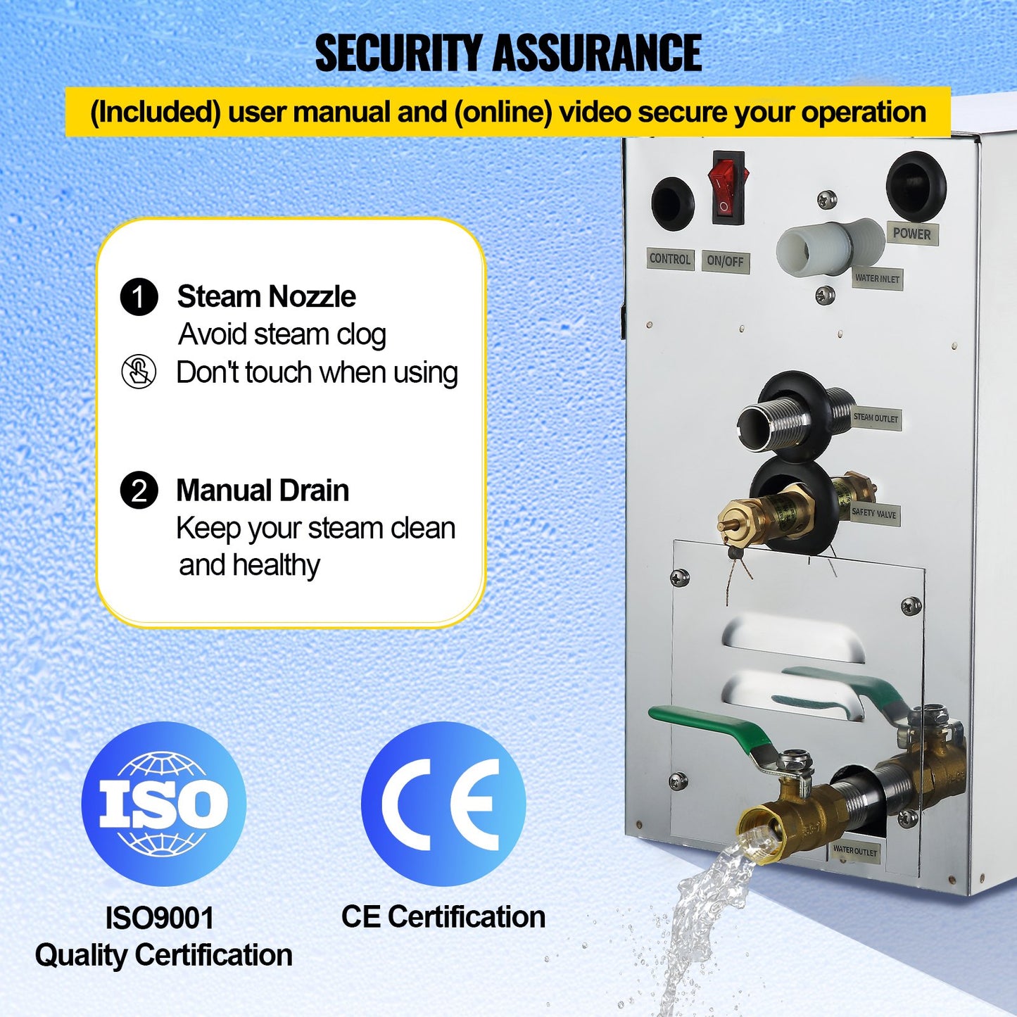 9-kW-Dampfgenerator, Dampfgenerator für Spa-Bereiche mit Digitalanzeige, 35–55 °C, Sauna-Dampfgenerator für Zuhause, gewerblicher Dampfgenerator-Bausatz, Dampfbadgenerator