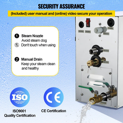 9-kW-Dampfgenerator, Dampfgenerator für Spa-Bereiche mit Digitalanzeige, 35–55 °C, Sauna-Dampfgenerator für Zuhause, gewerblicher Dampfgenerator-Bausatz, Dampfbadgenerator