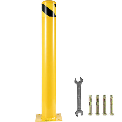 Sicherheitspoller 42" x 5,5", 5-1/2" Außendurchmesser, 42" Höhe, Sicherheitsbarriere aus gelb pulverbeschichtetem Stahlrohr, inklusive 4 kostenloser Ankerbolzen, für verkehrsrelevante Bereiche