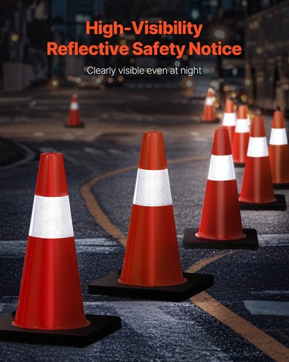 Safety Cones, 18 in/45 cm Height, 5 PCS PVC Orange Traffic Cone with Reflective Collar and Black Weighted Base, Used for Traffic Control, Driveway Road Parking and School Improvement