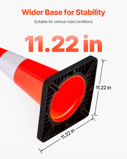 Safety Cones, 18 in/45 cm Height, 5 PCS PVC Orange Traffic Cone with Reflective Collar and Black Weighted Base, Used for Traffic Control, Driveway Road Parking and School Improvement