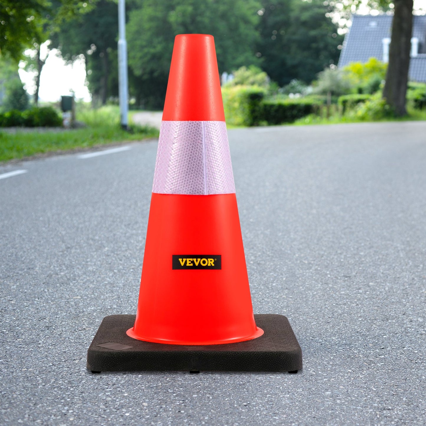 Safety Cones, 18 in/45 cm Height, 5 PCS PVC Orange Traffic Cone with Reflective Collar and Black Weighted Base, Used for Traffic Control, Driveway Road Parking and School Improvement