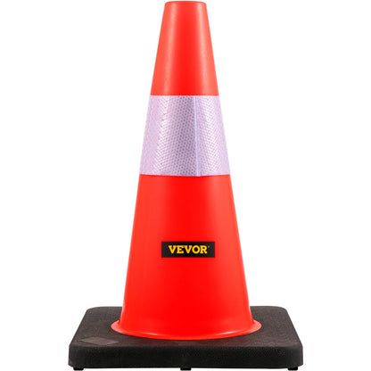 Safety Cones, 18 in/45 cm Height, 5 PCS PVC Orange Traffic Cone with Reflective Collar and Black Weighted Base, Used for Traffic Control, Driveway Road Parking and School Improvement