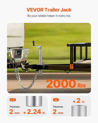 A Frame Trailer Jack Bolt on Trailer Tongue Jack 2000 lbs 14.2" Travel