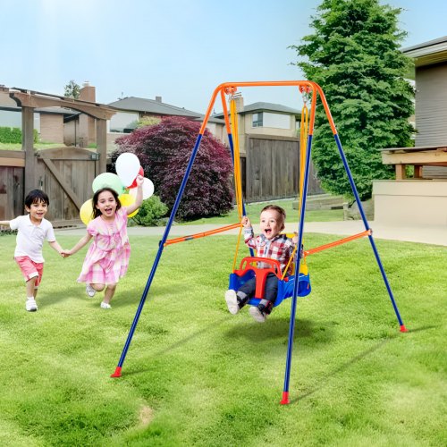 Schaukelsets für den Garten, 3-in-1-Kleinkindschaukelset mit 4 Sandsäcken, faltbarem Metallgestell, einfach aufzubauen, für drinnen und draußen geeignet für Kinder von 3–6 Jahren, Jugendliche von 6–10 Jahren und Teenager ab 10 Jahren.