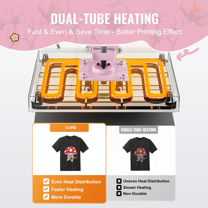 Heat Press Machine 38x38 cm Slide Out Heat Transfer Machine T-Shirts Pink