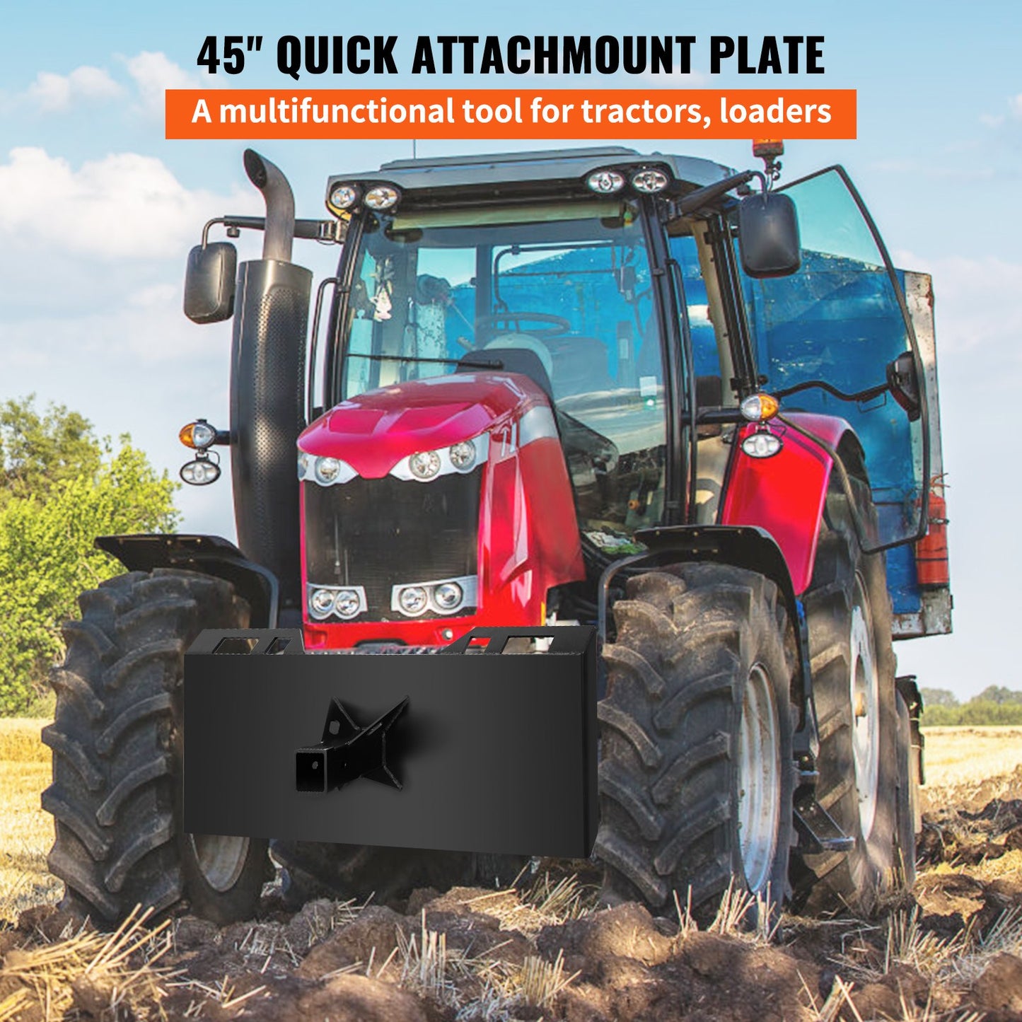 1/4\" Thick Plate 3/8\" Top Bar Thic Quick Tach Attachment Mount Plate Skid Steer Bobcat