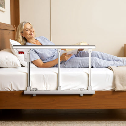 Klappbares Bettgitter für Senioren, 70 cm hohes Bettgitter mit Befestigungsgurt, höhenverstellbarer Bettstock aus Metall, robustes Metall-Bettgitter für Senioren, Handschutz passend für Kingsize-, Queensize-, Doppel- und Einzelbetten