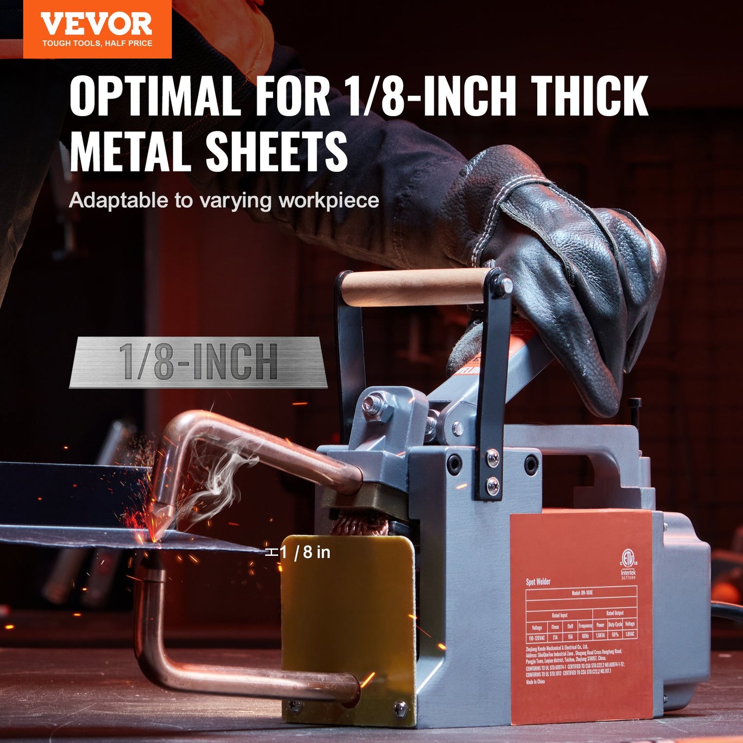 Tragbares Punktschweißgerät, 3,2 mm dickes Punktschweißgerät mit 1,5 kVA Eingangsleistung, handgeführte Schweißdüse, Punktschweißgerät für Kohlenstoffstahl, Edelstahl und Aluminiumblech