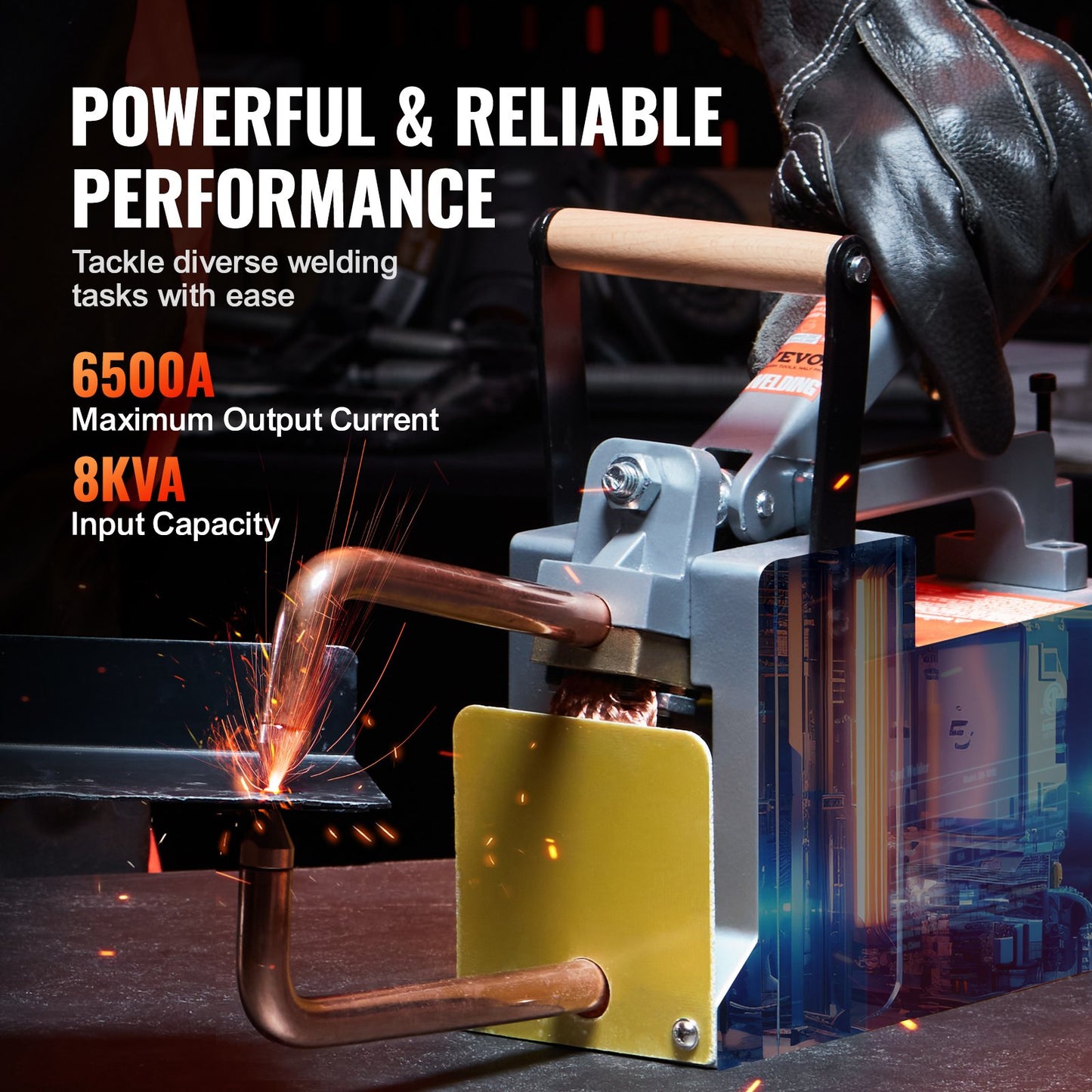 Tragbares Punktschweißgerät, 3,2 mm dickes Punktschweißgerät mit 1,5 kVA Eingangsleistung, handgeführte Schweißdüse, Punktschweißgerät für Kohlenstoffstahl, Edelstahl und Aluminiumblech