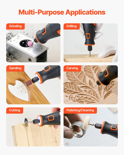 73-Piece Cordless Rotary Tool Kit, DC4V Portable Mini Power Rotary Tool, 5-Level Speed 7000-20000 RPM Multi-Purpose DIY Tools for Engraving, Sanding, Polishing, Carving, Cutting, DIY Crafts