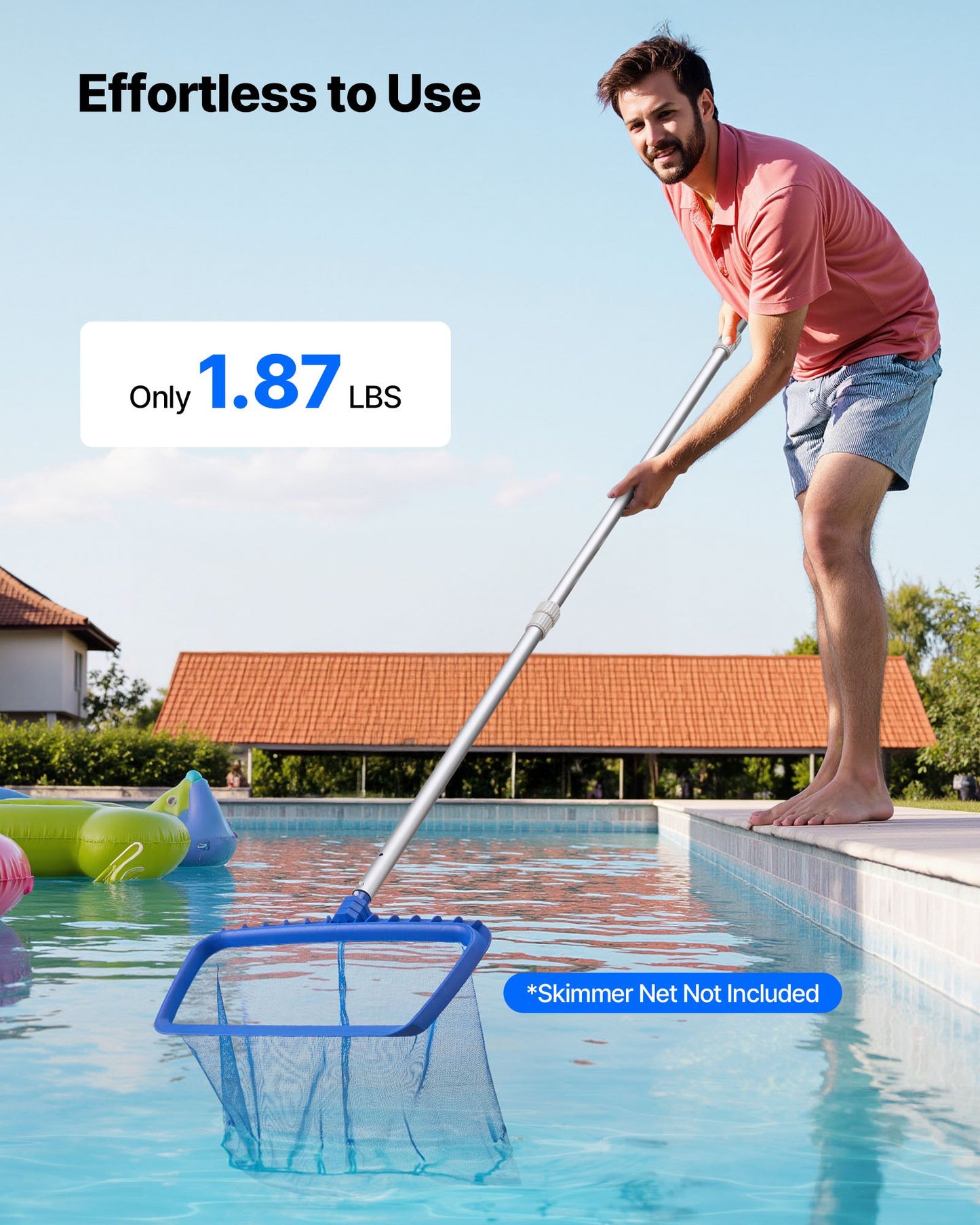 Poolstange, 1 bis 3,65 mm Teleskopstange zur Poolreinigung, professionelle verstellbare Teleskopstange mit Verlängerungsstange, robuster Reinigungsstab für Skimmer, Kescher, Bürste und Saugkopf
