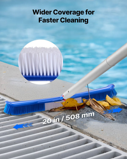Schwimmbadreinigungsset, inklusive 2 abnehmbarer Bürstenköpfe (508 mm / 139,7 mm) und 2 Poolskimmernetzen, 4-in-1-Reinigungsset für eingelassene/aufstellbare Pools, für Laub, feines Netz, ohne Stangen