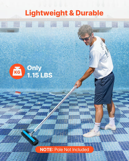 Poolbürstenkopf, 508 mm Bürstenkopf mit Nylonborsten und Aluminium-Stangenverbinder, robuster, gebogener Bürstenkopf zur Reinigung von eingelassenen/aufstellbaren Schwimmbeckenwänden, Stange nicht im Lieferumfang enthalten