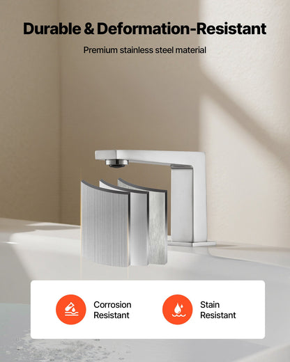 Roman Tub Faucet, 3 Hole Waterfall Bathtub Faucet, Bath Tubs Faucets Set with 2 Handles, Roman Tub Faucets Deck Mount for Pet Washing, Baby Care, Adult Bathing, Silver, Right-Angle Spout Design