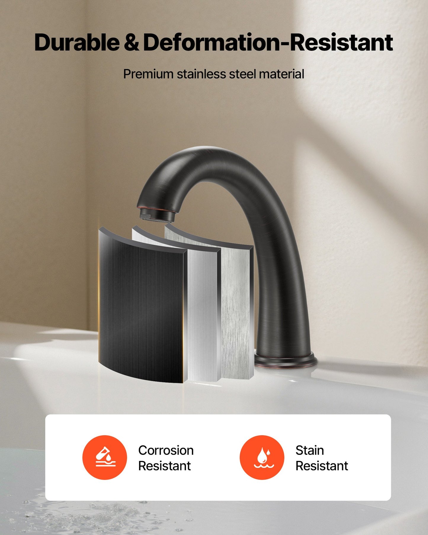 Römische Badewannenarmatur, Schwanenhals-Badewannenarmatur-Set mit 2 Griffen, römische Badewannenarmatur zur Deckmontage für Babypflege und Baden von Erwachsenen, 3-Loch-Wasserfall-Badewannenarmatur, Bronze, Hochbogen-Auslauf