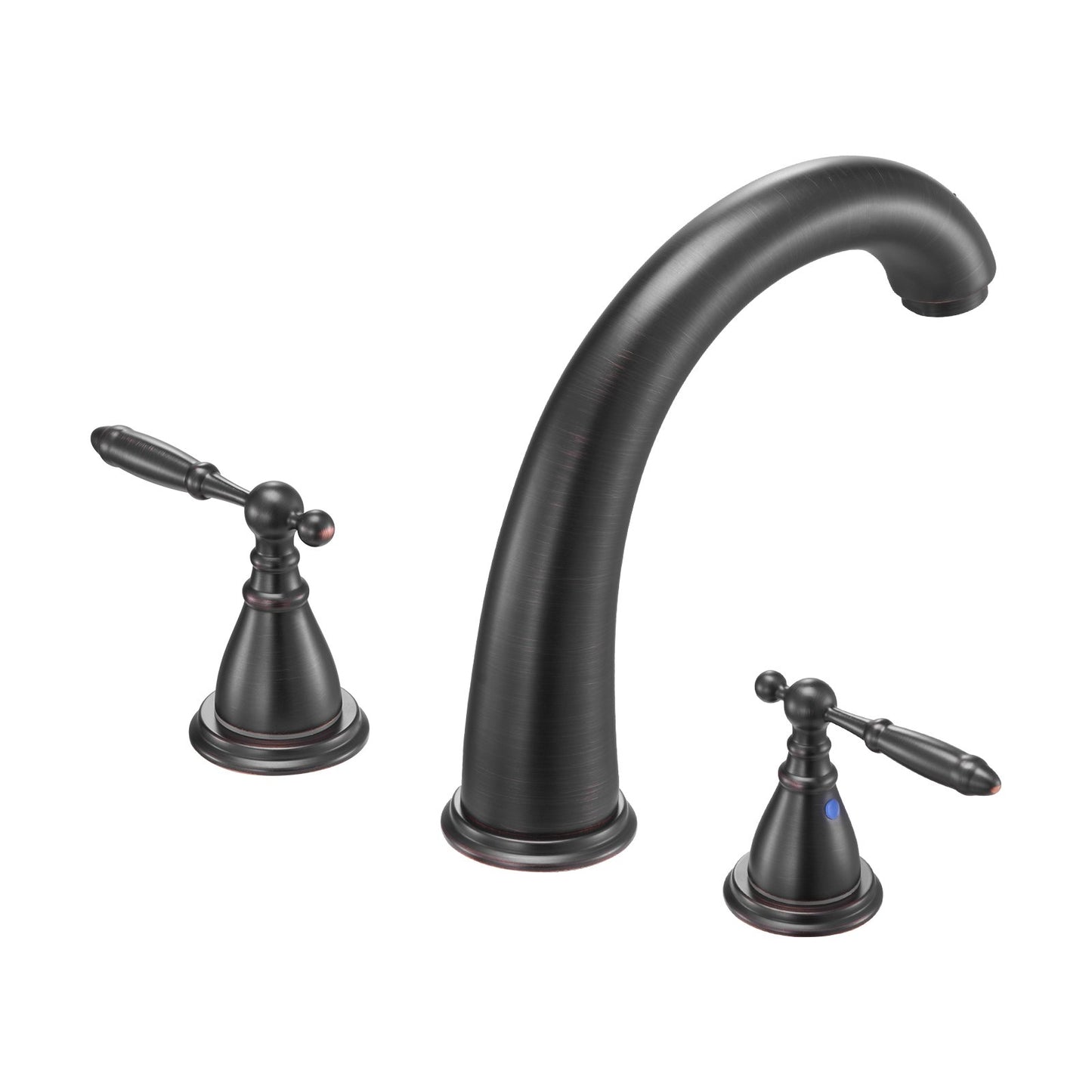 Römische Badewannenarmatur, Schwanenhals-Badewannenarmatur-Set mit 2 Griffen, römische Badewannenarmatur zur Deckmontage für Babypflege und Baden von Erwachsenen, 3-Loch-Wasserfall-Badewannenarmatur, Bronze, Hochbogen-Auslauf