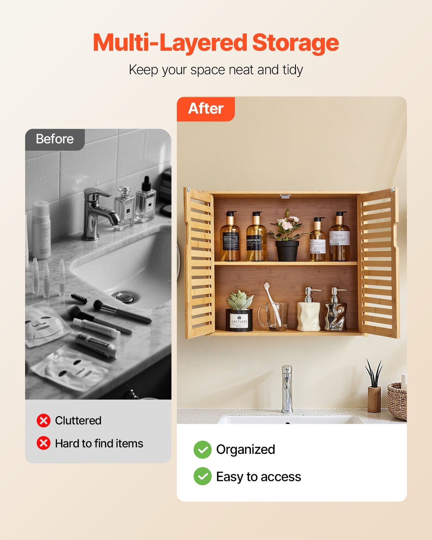 Badezimmer-Wandschrank mit 2 Türen und verstellbarem Einlegeboden in 3 Höhenstufen, Wandmontierter Medizinschrank über der Toilette, Hängeorganizer mit Regalen für Waschküche, Küche und WC