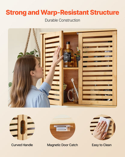 Badezimmer-Wandschrank mit 2 Türen und verstellbarem Einlegeboden in 3 Höhenstufen, Wandmontierter Medizinschrank über der Toilette, Hängeorganizer mit Regalen für Waschküche, Küche und WC