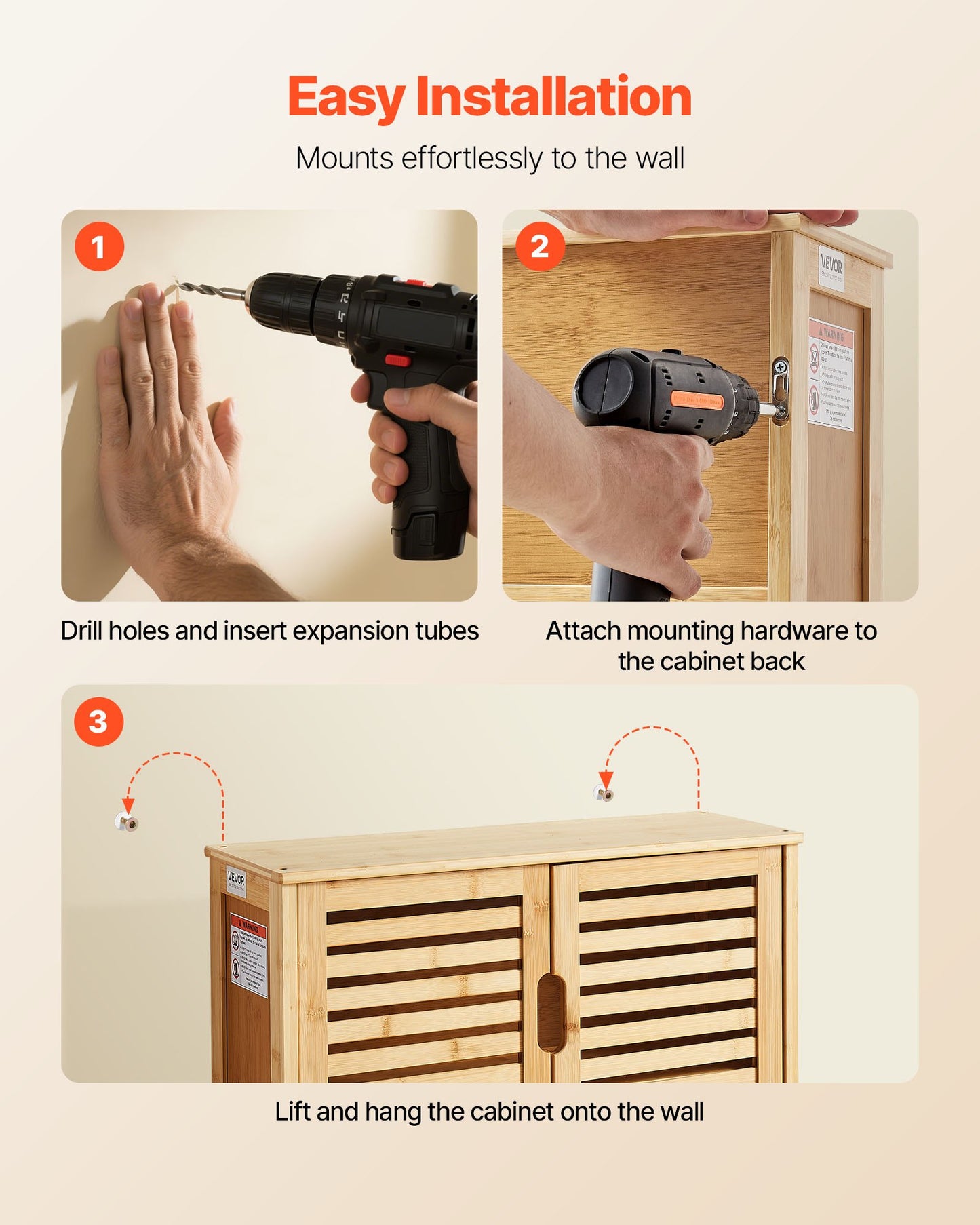 Badezimmer-Wandschrank mit 2 Türen und verstellbarem Einlegeboden in 3 Höhenstufen, Wandmontierter Medizinschrank über der Toilette, Hängeorganizer mit Regalen für Waschküche, Küche und WC