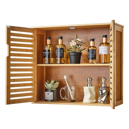 Badezimmer-Wandschrank mit 2 Türen und verstellbarem Einlegeboden in 3 Höhenstufen, Wandmontierter Medizinschrank über der Toilette, Hängeorganizer mit Regalen für Waschküche, Küche und WC