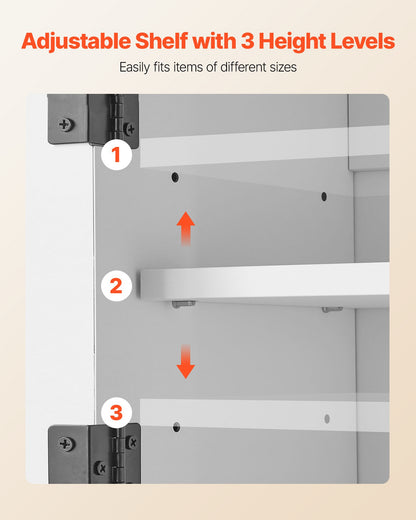 Wandschrank fürs Badezimmer, 2 Türen &amp; verstellbarer Einlegeboden, Wandmontierter Medizinschrank über der Toilette, Hängeorganizer mit Schublade &amp; offenem Fach für Waschküche, Küche, WC, Weiß