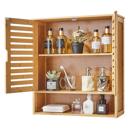 Badezimmer-Wandschrank mit 2 Türen und verstellbarem Einlegeboden, Wandmontierter Medizinschrank über der Toilette, Hängeorganizer mit Regalen und offener Trennwand für Waschküche, Küche und WC