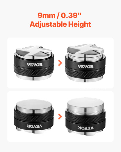 Coffee Distributor 53mm, 2-in-1 Adjustable Espresso Distributor with Fan-Shaped Base, Coffee Distributor 304 Stainless Steel with Easy-to-Disassemble Design