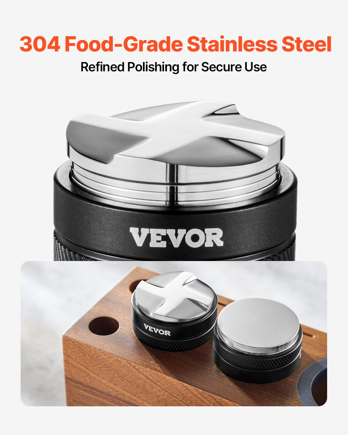 Coffee Distributor 53mm, 2-in-1 Adjustable Espresso Distributor with Fan-Shaped Base, Coffee Distributor 304 Stainless Steel with Easy-to-Disassemble Design