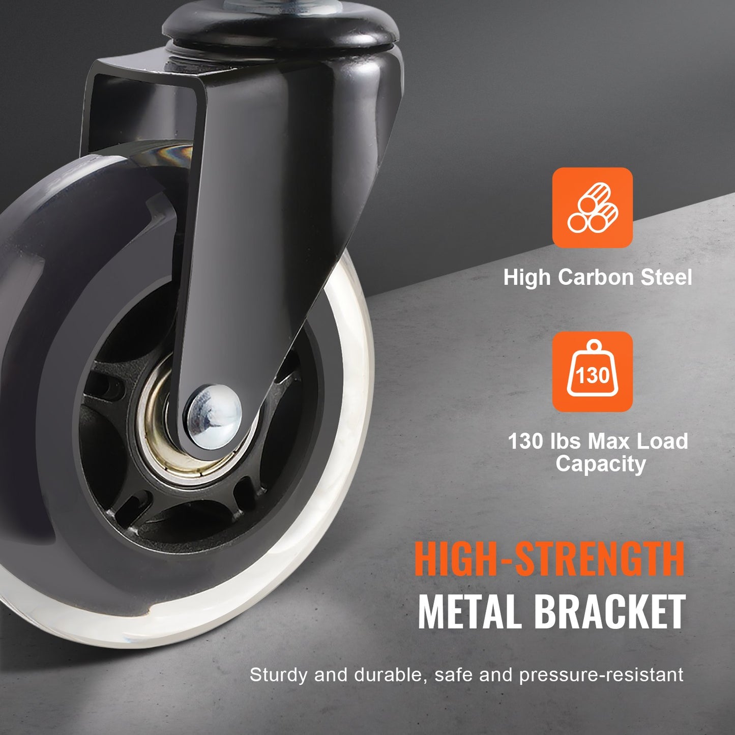 Bürostuhlrollen, 5er-Set, 7,6 cm Lenkrollen als Ersatz für Hartholzböden und Teppichböden, robuste Computer- und Gaming-Schreibtischrollen mit 59,0 kg Tragkraft, universell passend für die meisten Stühle