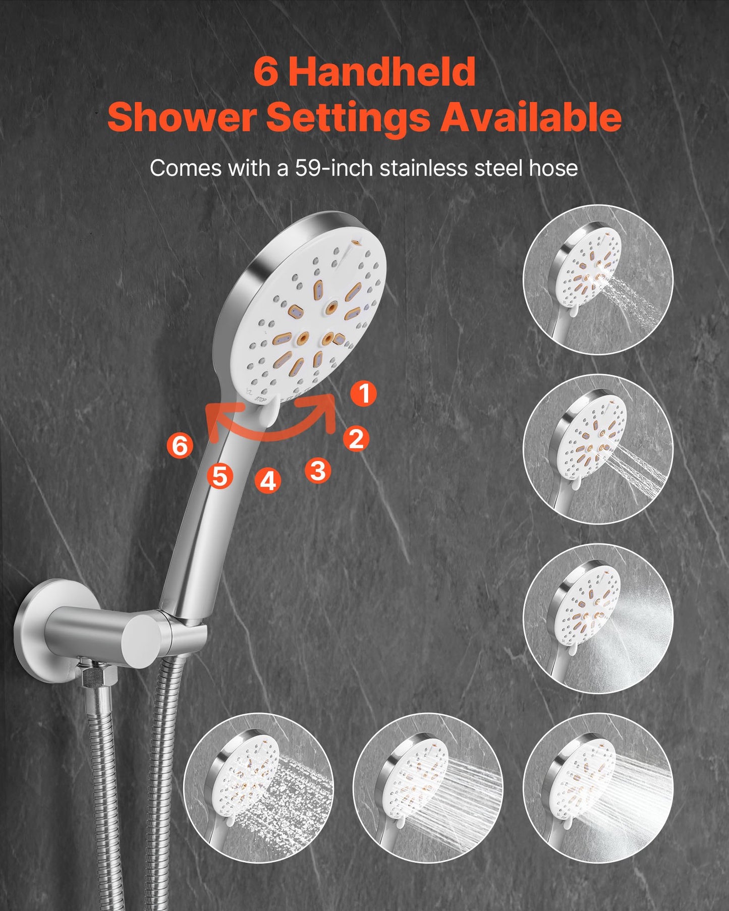 Shower Faucet Set, Rainfall Bathroom Shower System with 10-Inch (25.4cm) Round Rain Shower Head and Handheld Spray, Wall Mounted Bath Fixtures with Brass Valve and Trim Kit, Brushed Nickel