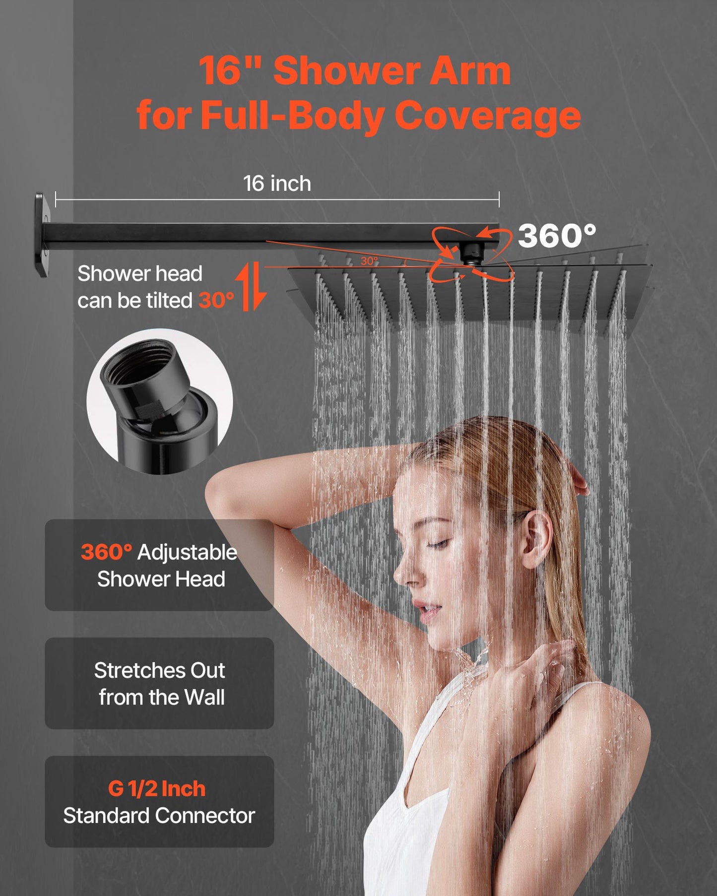 Shower Faucet Set, Rainfall Bathroom Shower System with 12-Inch (30.5cm) Square Rain Shower Head and Handheld Spray, Wall Mounted Bath Fixtures with Brass Valve and Trim Kit, Matte Black