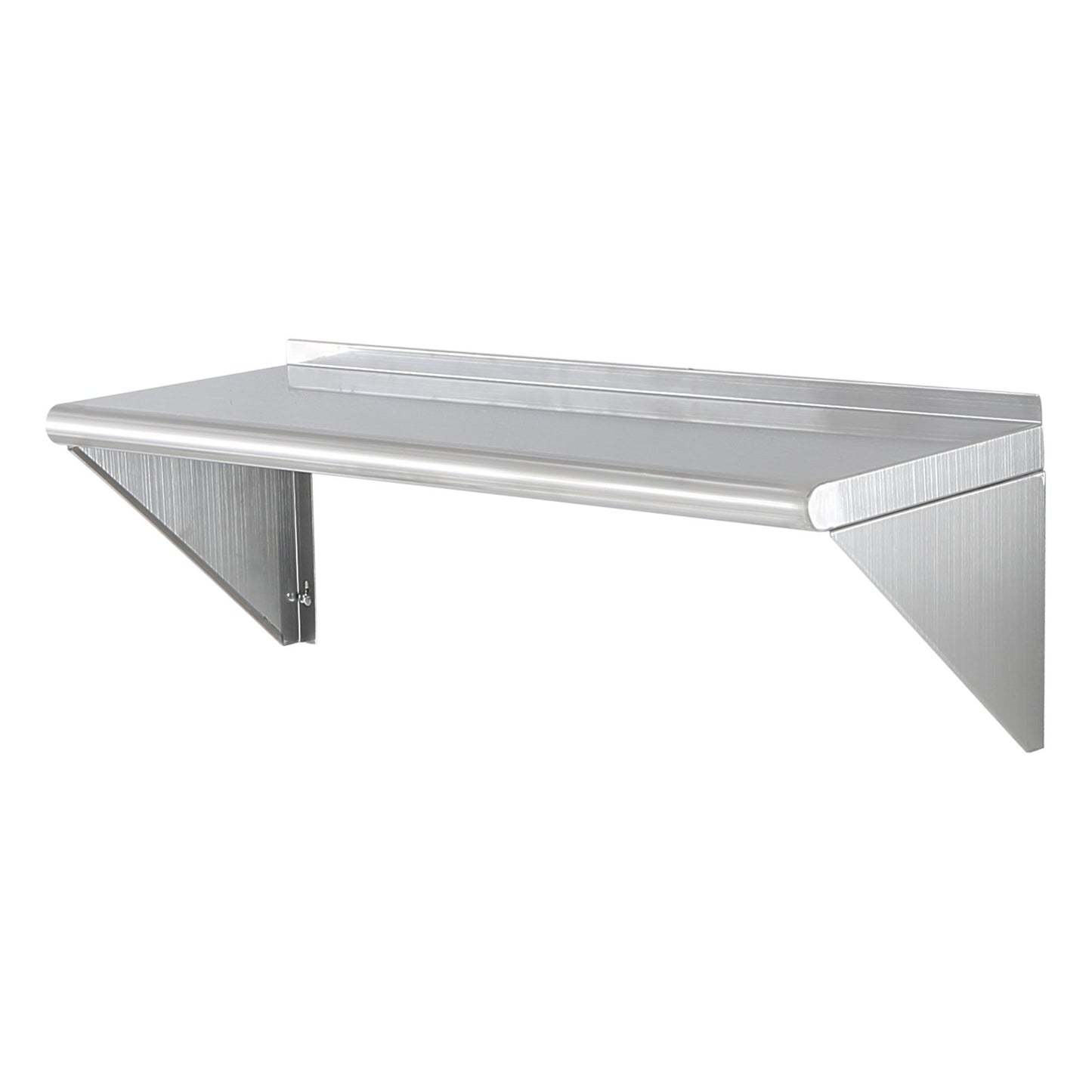 30.5 x 91.4 cm Stainless Steel Shelf, Wall Mounted Floating Shelving with Brackets, 113.4 kg Load Capacity Commercial Shelves, Heavy Duty Storage Rack for Restaurant, Kitchen, Bar, Home, and Hotel