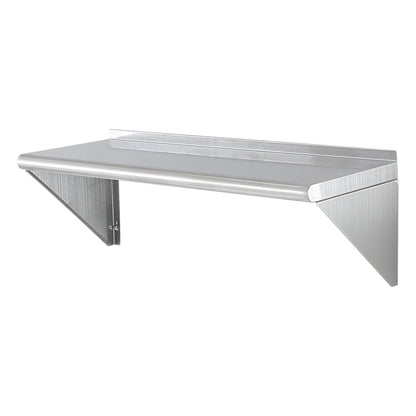 30.5 x 91.4 cm Stainless Steel Shelf, Wall Mounted Floating Shelving with Brackets, 113.4 kg Load Capacity Commercial Shelves, Heavy Duty Storage Rack for Restaurant, Kitchen, Bar, Home, and Hotel