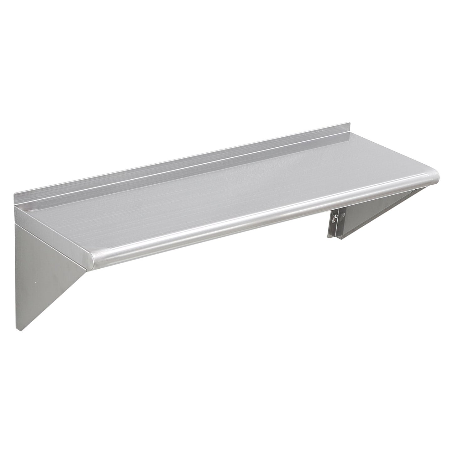 30.5 x 91.4 cm Stainless Steel Shelf, Wall Mounted Floating Shelving with Brackets, 113.4 kg Load Capacity Commercial Shelves, Heavy Duty Storage Rack for Restaurant, Kitchen, Bar, Home, and Hotel