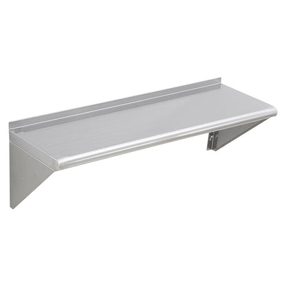 30.5 x 91.4 cm Stainless Steel Shelf, Wall Mounted Floating Shelving with Brackets, 113.4 kg Load Capacity Commercial Shelves, Heavy Duty Storage Rack for Restaurant, Kitchen, Bar, Home, and Hotel