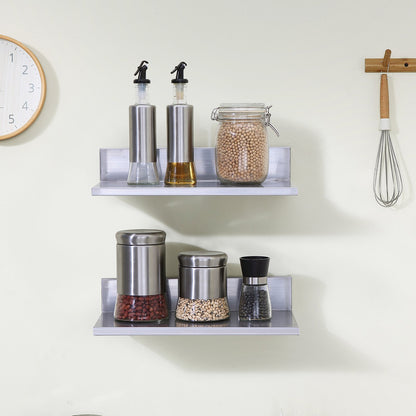 21.8 x 40.6 cm Stainless Steel Shelf, Wall Mounted Floating Shelving with Backsplash, 20 kg Load Capacity Commercial Shelves, Heavy Duty Storage Rack for Restaurant, Kitchen, Bar, Home, and Hotel