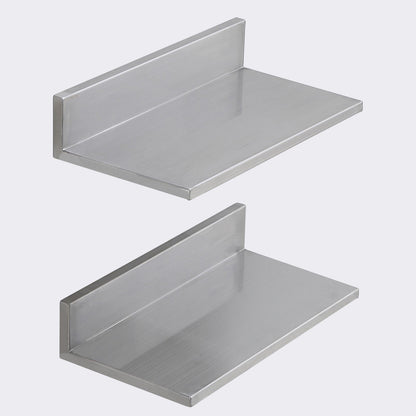 21.8 x 40.6 cm Stainless Steel Shelf, Wall Mounted Floating Shelving with Backsplash, 20 kg Load Capacity Commercial Shelves, Heavy Duty Storage Rack for Restaurant, Kitchen, Bar, Home, and Hotel