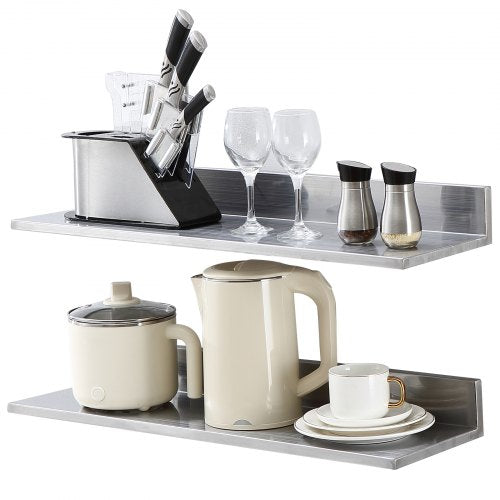 Edelstahlregal, 21,8 x 76,2 cm, Wandmontage, schwebendes Regal mit Spritzschutz, Tragkraft 20 kg, robustes Lagerregal für Restaurants, Küchen, Bars, Haushalte und Hotels