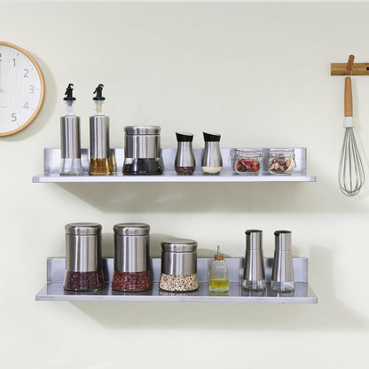 Edelstahlregal, 21,8 x 76,2 cm, Wandmontage, schwebendes Regal mit Spritzschutz, Tragkraft 20 kg, robustes Lagerregal für Restaurants, Küchen, Bars, Haushalte und Hotels