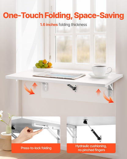 Wandmontierter, schwebender Klapptisch für Laptops, Homeoffice, 60 x 40 cm