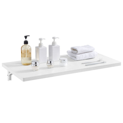 Wandklapptisch, 80 x 40 cm (31,5 x 15,7 Zoll), schwebender Schreibtisch mit Eisenhalterung, klappbarer Tisch für kleine Räume, Homeoffice, Esszimmer, Waschküche, Küche, Bar, Weiß