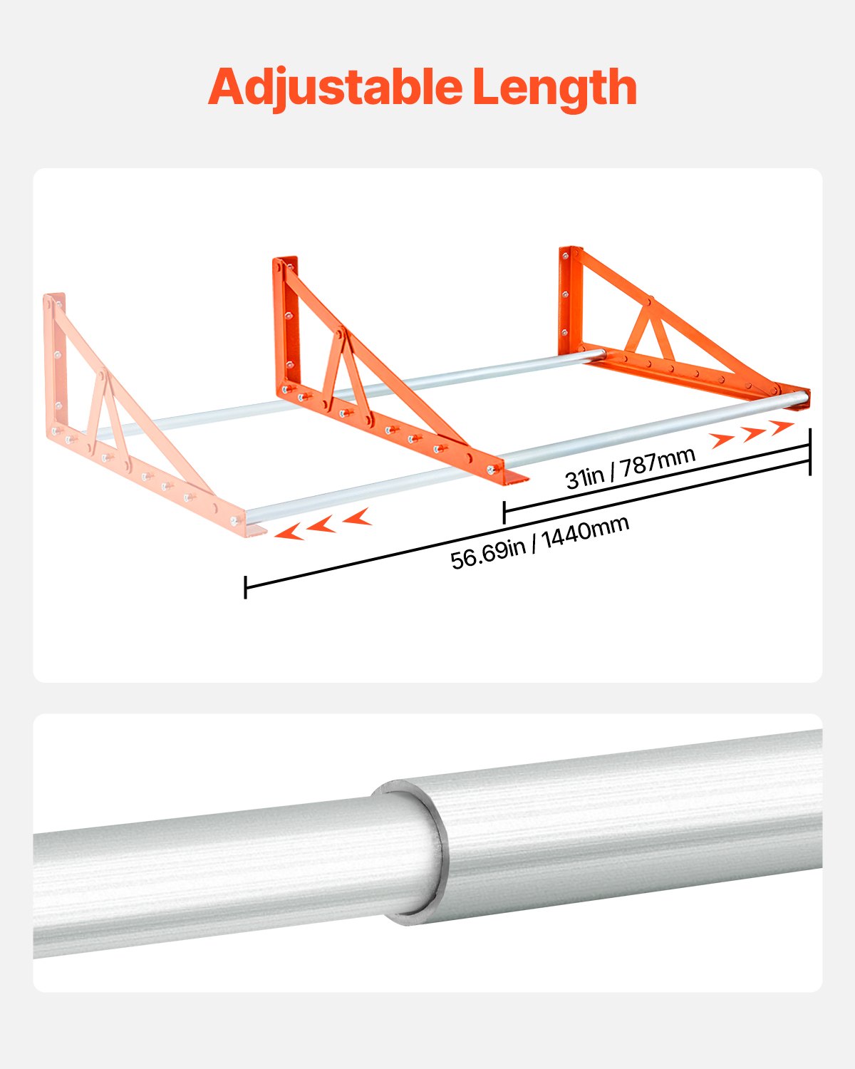 Wall Mounted Tire Rack, 31" - 56" Adjustable Tire Rack, Q235 Heavy-Duty Steel Tire Storage Rack for R14-R20 inch Standard Tires, Max 400lbs Load Capacity, Ideal for Garage Workshop Repair Shop
